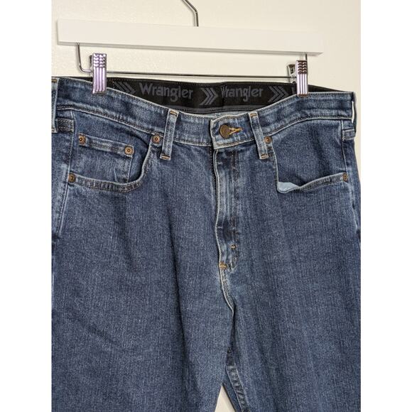 Wrangler Regular Fit Jeans Mens 32x32 Blue Straight Leg Denim Dark Wash - Picture 3 of 6